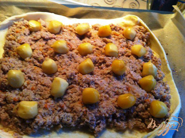 Фото приготовление рецепта: Испанский пирог с мясом и сыром шаг №6
