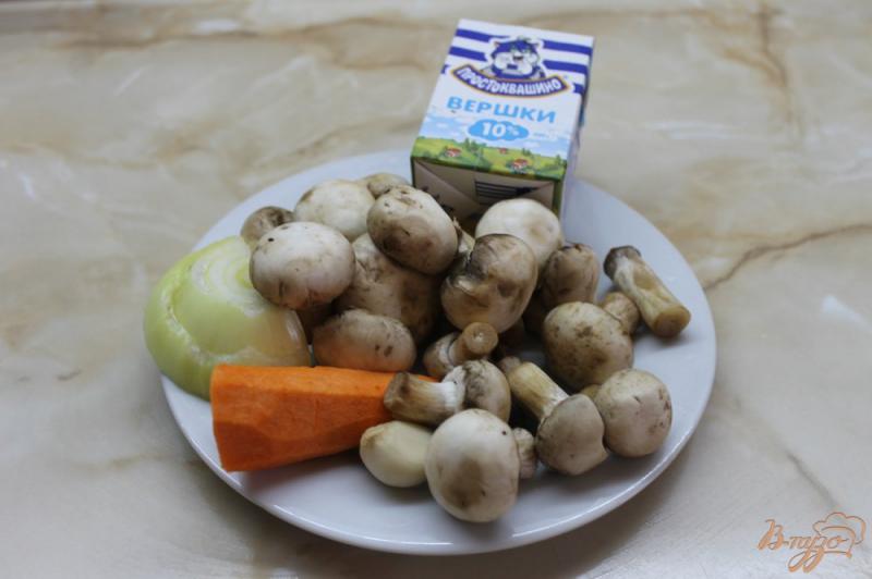 Фото приготовление рецепта: Крем-суп из грибов с ржаными чесночными гренками шаг №1