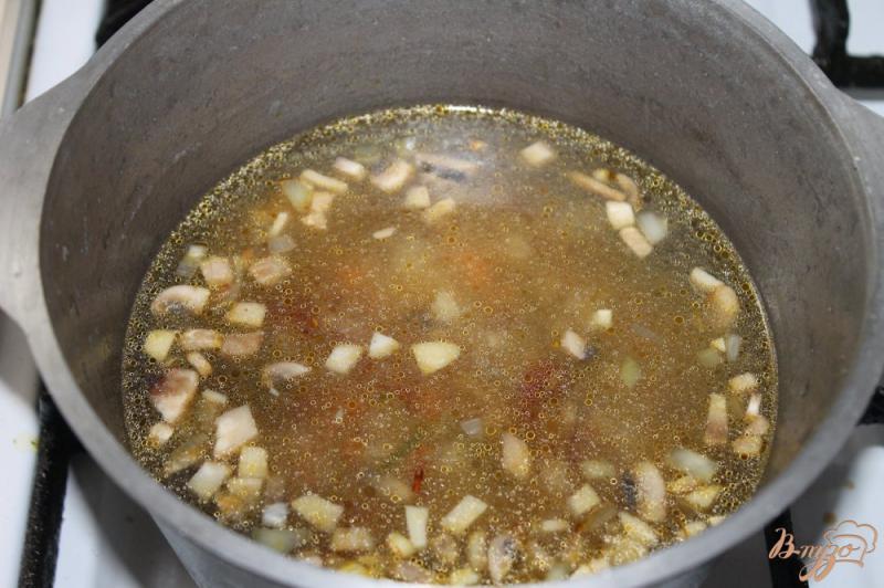Фото приготовление рецепта: Суп с шампиньонами и мясными фрикадельками шаг №4