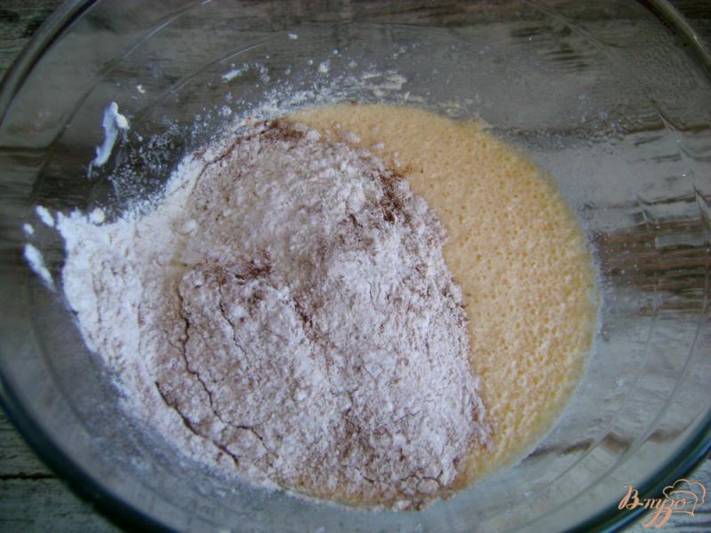 Фото приготовление рецепта: Шоколадно-творожный пирог с хурмой шаг №3