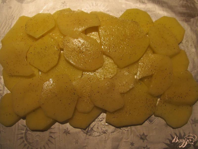 Фото приготовление рецепта: Камбала, запеченная с картофелем в фольге шаг №5