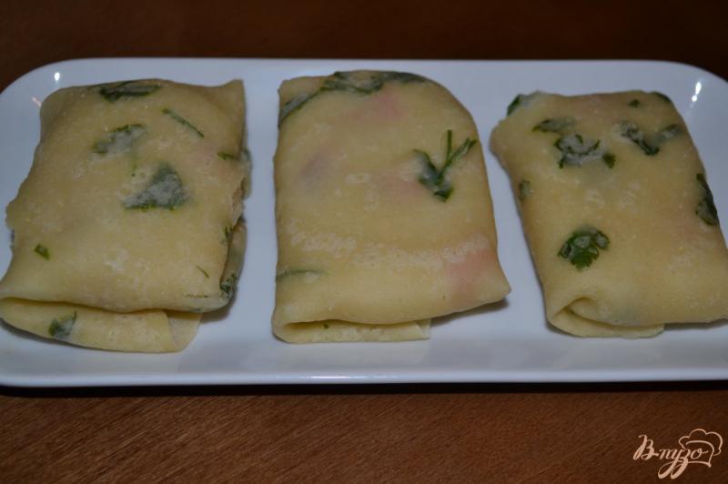 Фото приготовление рецепта: Постные блины с картофелем и зеленью шаг №12