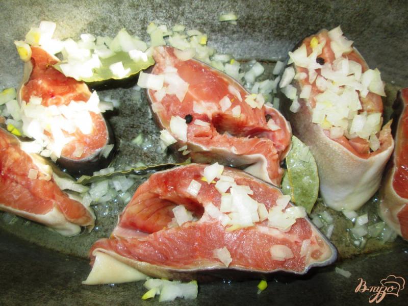 Фото приготовление рецепта: Тушеная горбуша с овощами шаг №2