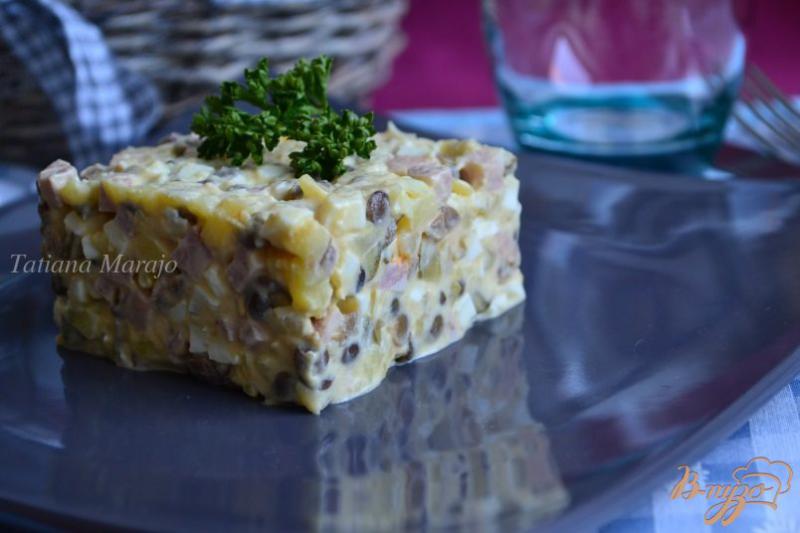 Фото приготовление рецепта: Зимний салат с чечевицей шаг №7