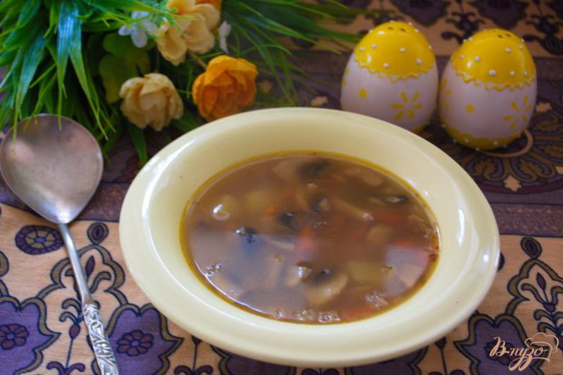 Фото приготовление рецепта: Постный гречневый суп с грибами шаг №6