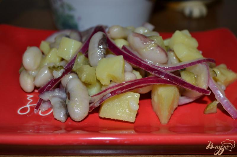 Фото приготовление рецепта: Витаминный салат из белой фасоли и красного лука шаг №8