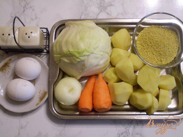 Фото приготовление рецепта: Суп капустный с пшеном и яйцами шаг №1