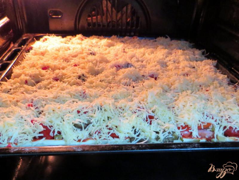 Фото приготовление рецепта: Пицца  с огурцами шаг №14