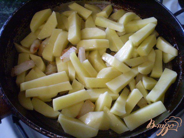 Фото приготовление рецепта: Картошка с луком на сале шаг №5