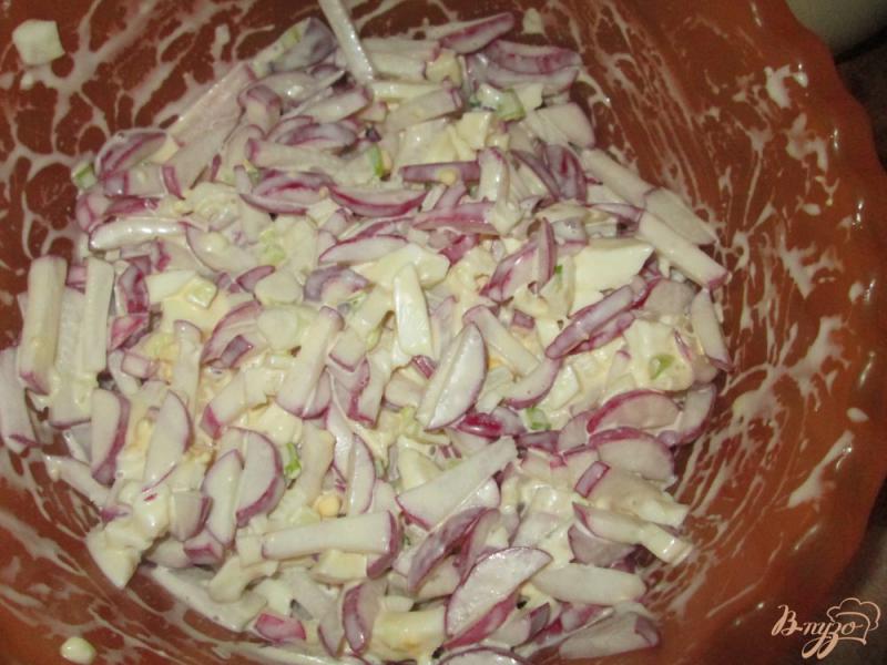 Фото приготовление рецепта: Салат из редиса с яйцом. шаг №4