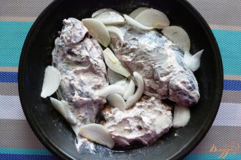 Фото приготовление рецепта: Караси,запеченные в сметанном соусе шаг №3