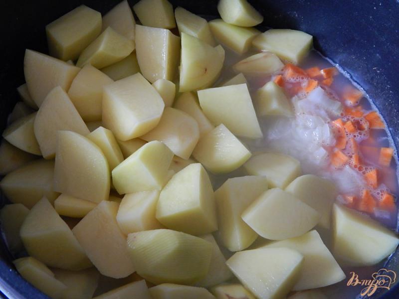 Фото приготовление рецепта: Куриные желудочки с картофелем шаг №5