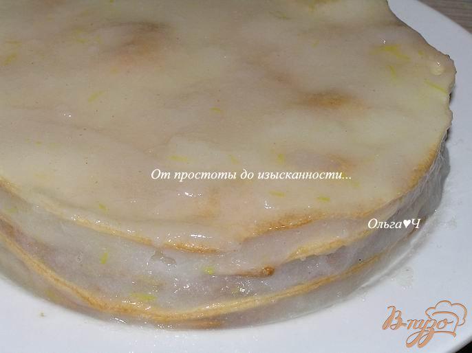 Фото приготовление рецепта: Торт «Наполеон» с ванильно-лимонным кремом шаг №7