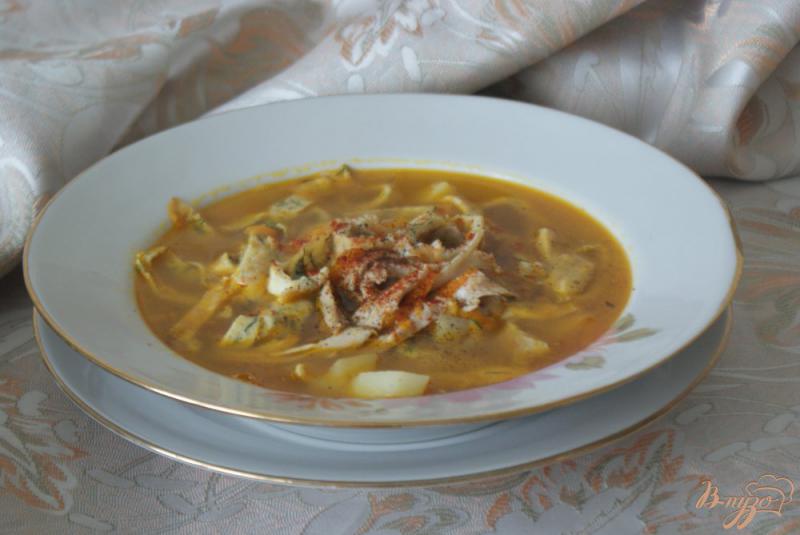 Фото приготовление рецепта: Суп с яичными блинчиками на курином бульоне шаг №12