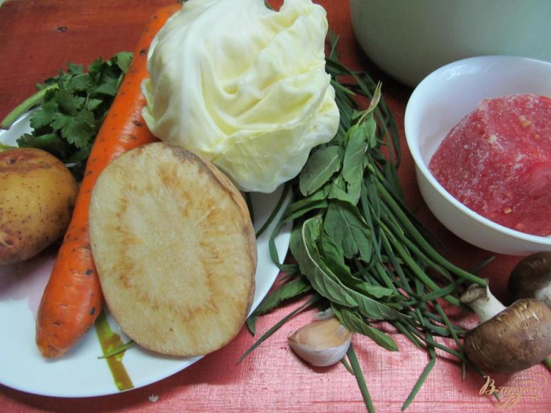 Фото приготовление рецепта: Легкий суп с капустой и грибами шаг №1
