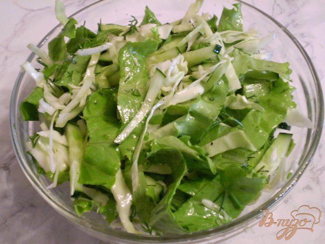 Фото приготовление рецепта: Салат с молодой капустой и салатом шаг №6