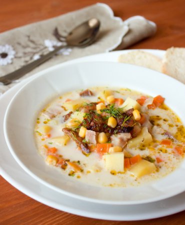 Сливочный суп с копченой курицей Сливочный суп с копченой курицей