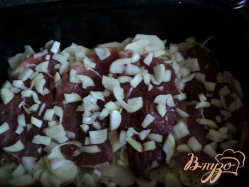 Картофель с отбивными по французски. Картофель с отбивными по французски.