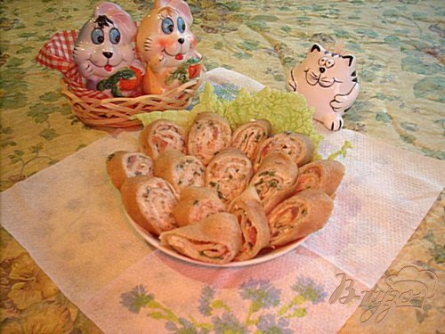 Блинные рулеты с рыбой. Блинные рулеты с рыбой.