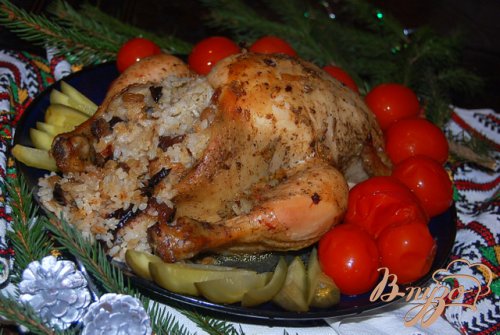 Курица с сухофруктами в лимонно-медовой глазури Курица с сухофруктами в лимонно-медовой глазури