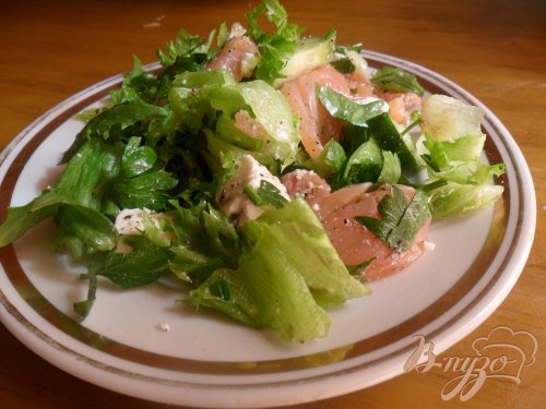 Салат с красной рыбой и сыром. Салат с красной рыбой и сыром.