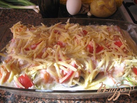 Лазанья с семгой и овощами. Лазанья с семгой и овощами.