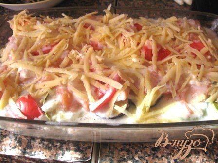 Лазанья с семгой и овощами. Лазанья с семгой и овощами.