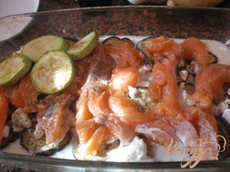 Лазанья с семгой и овощами. Лазанья с семгой и овощами.