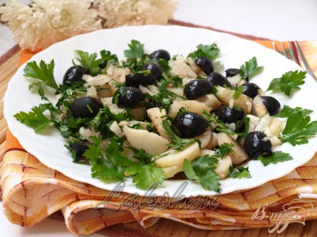 пісний картопляний салат з оливками. як приготувати з фото