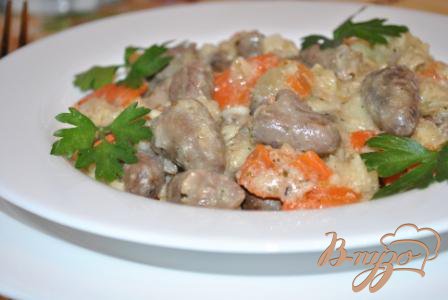 Куриные сердечки в сливочном соусе Куриные сердечки в сливочном соусе