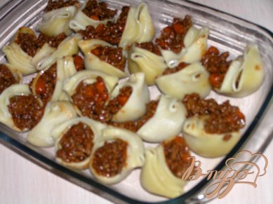 Лазанья из лумакони с мясным соусом по-мексикански Лазанья из лумакони с мясным соусом по-мексикански
