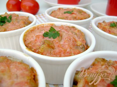 Порционная запеканка с баклажанами и мясом "Красная шапочка":) Порционная запеканка с баклажанами и мясом "Красная шапочка":)