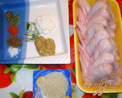 Крылышки в горчичном маринаде с кунжутом Крылышки в горчичном маринаде с кунжутом