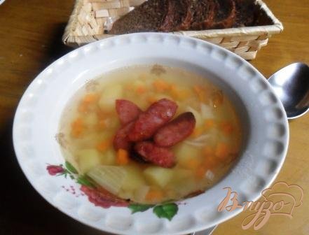 картопляний суп з ковбасками. як приготувати з фото