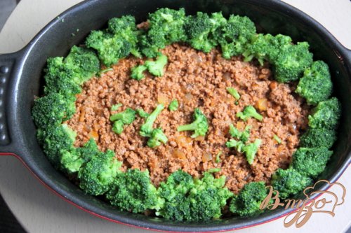 Мусака с брокколи и картофельным пюре Мусака с брокколи и картофельным пюре