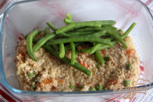 Запеканка из отварного мяса и стручковой фасоли. Запеканка из отварного мяса и стручковой фасоли.