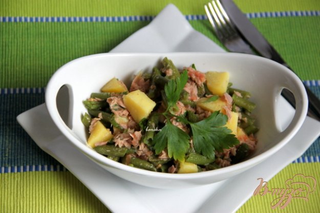 ensalada de verano салат зі спаржевої квасолі, картоплі, тунця. як приготувати з фото