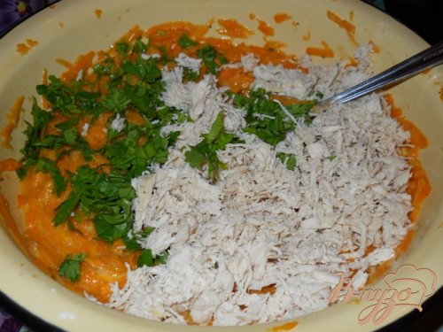 Оладьи тыквенные с курицей Оладьи тыквенные с курицей