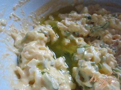 Оладьи с яйцом, зеленым луком и сыром Оладьи с яйцом, зеленым луком и сыром