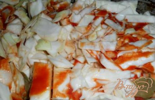 Капуста тушеная с рисом и фаршем Капуста тушеная с рисом и фаршем