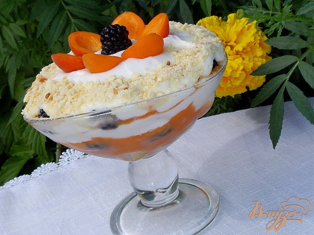 десерт з абрикосами та ожиною "за мотивами тірамісу". як приготувати з фото