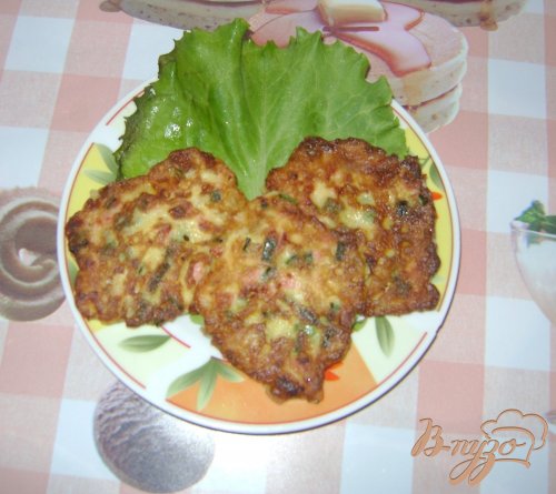 Оладьи с луком и колбасой Оладьи с луком и колбасой