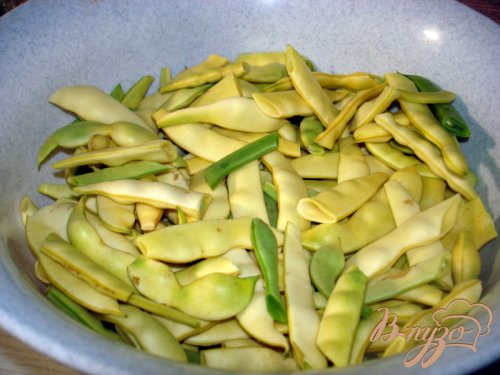 Стручковая фасоль с копчёными сосисками Стручковая фасоль с копчёными сосисками