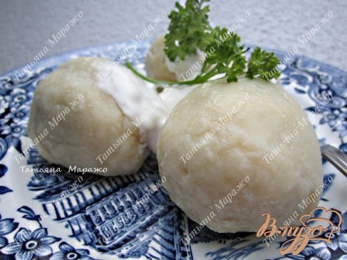 Картофельно-творожные галушки с грибами Картофельно-творожные галушки с грибами
