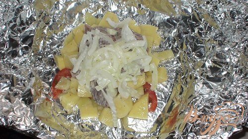 Говядина с овощами в фольге порционно Говядина с овощами в фольге порционно