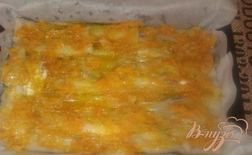 Белая рыба под овощами и сметаной Белая рыба под овощами и сметаной
