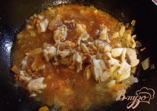 Спагетти с курицей и заправкой из овощей Спагетти с курицей и заправкой из овощей