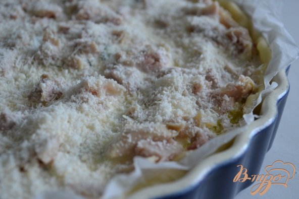 Открытый пирог с цукини и копченой курицей Открытый пирог с цукини и копченой курицей