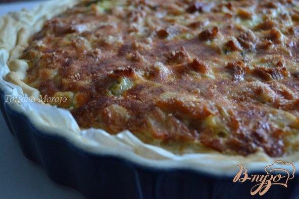 Открытый пирог с цукини и копченой курицей Открытый пирог с цукини и копченой курицей