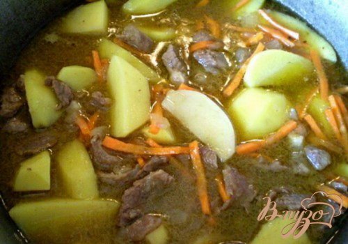 Говядина тушеная с овощами Говядина тушеная с овощами